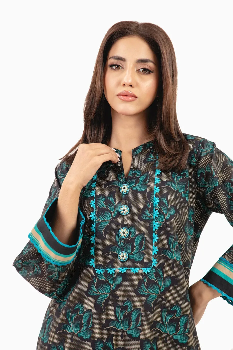 1 Pc Printed Silver Lawn Shirt 