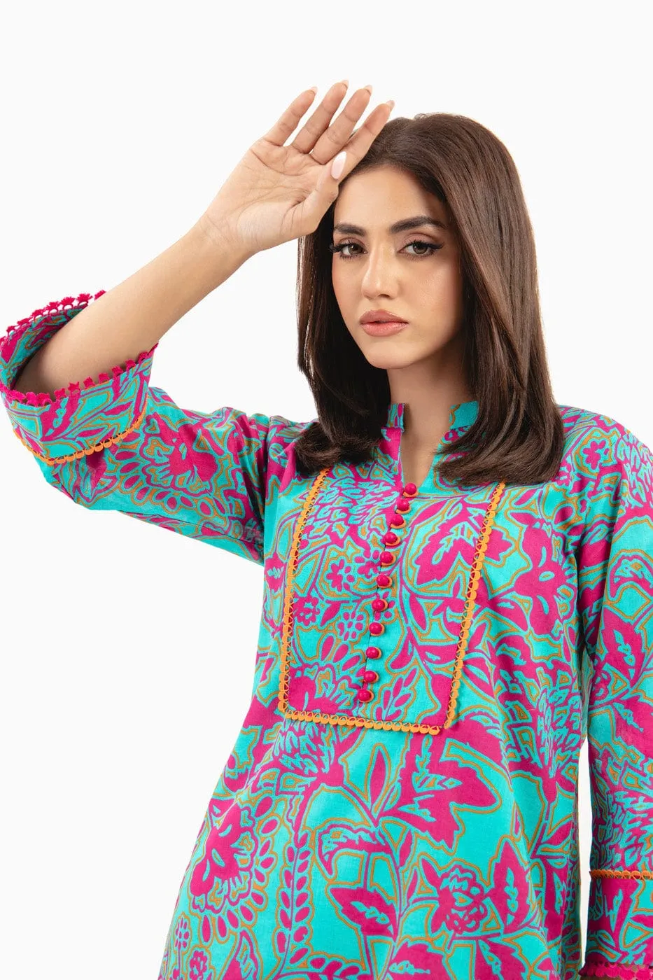 1 Pc Printed Silver Lawn Shirt 