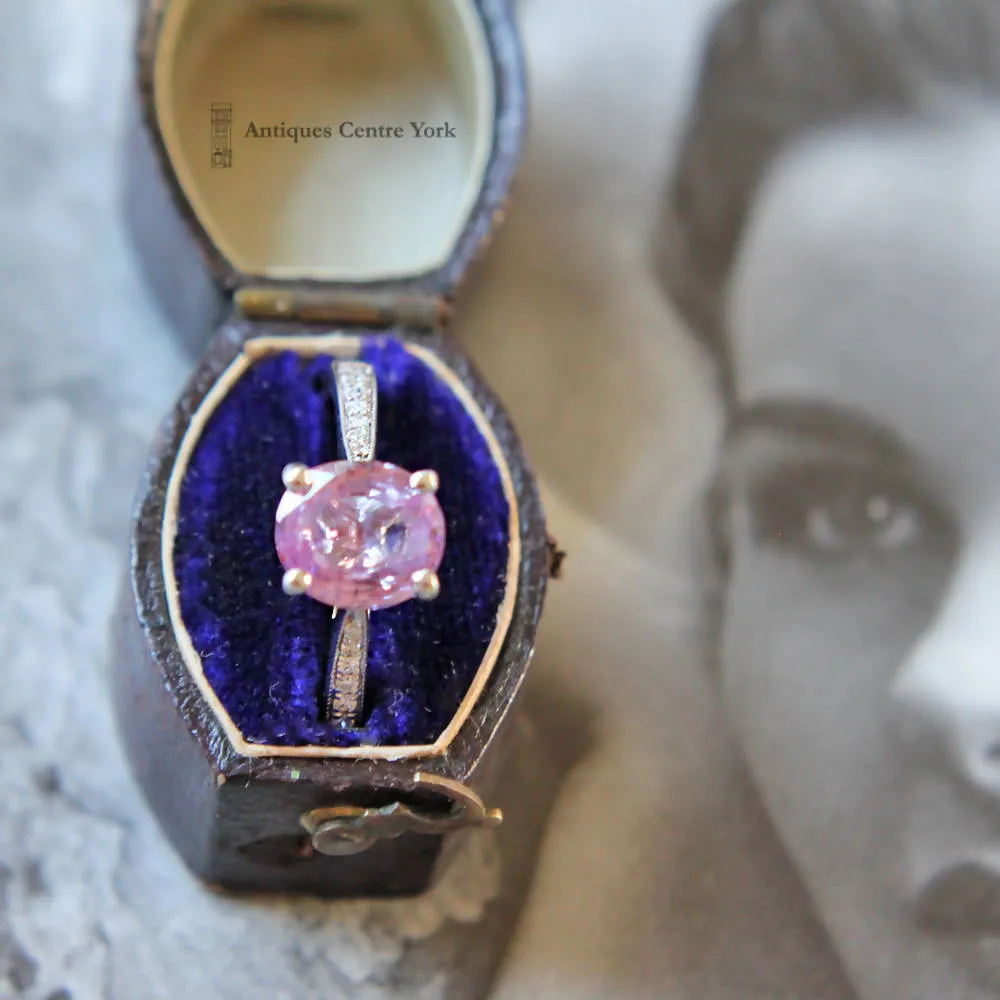 18ct White Gold Pink Sapphire & Diamond Ring