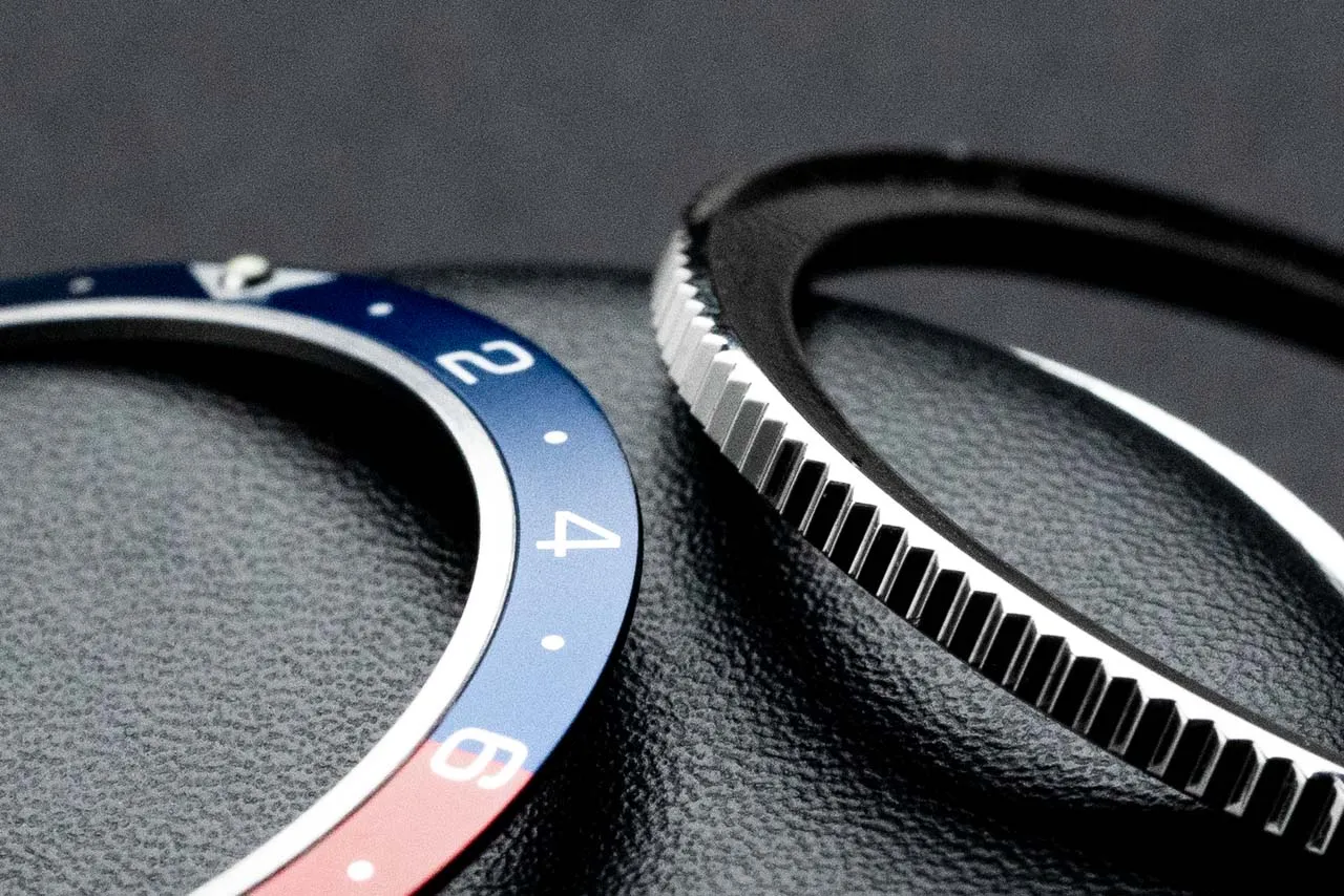 41.5mm Bezel Bundle - Diver Pepsi GMT Bezel Insert (Blue & Red - Type B) & Silver Bezel