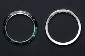 41.5mm Bezel Bundle - Diver Sprite GMT Bezel Insert (Black & Green - Type B) & Silver Bezel