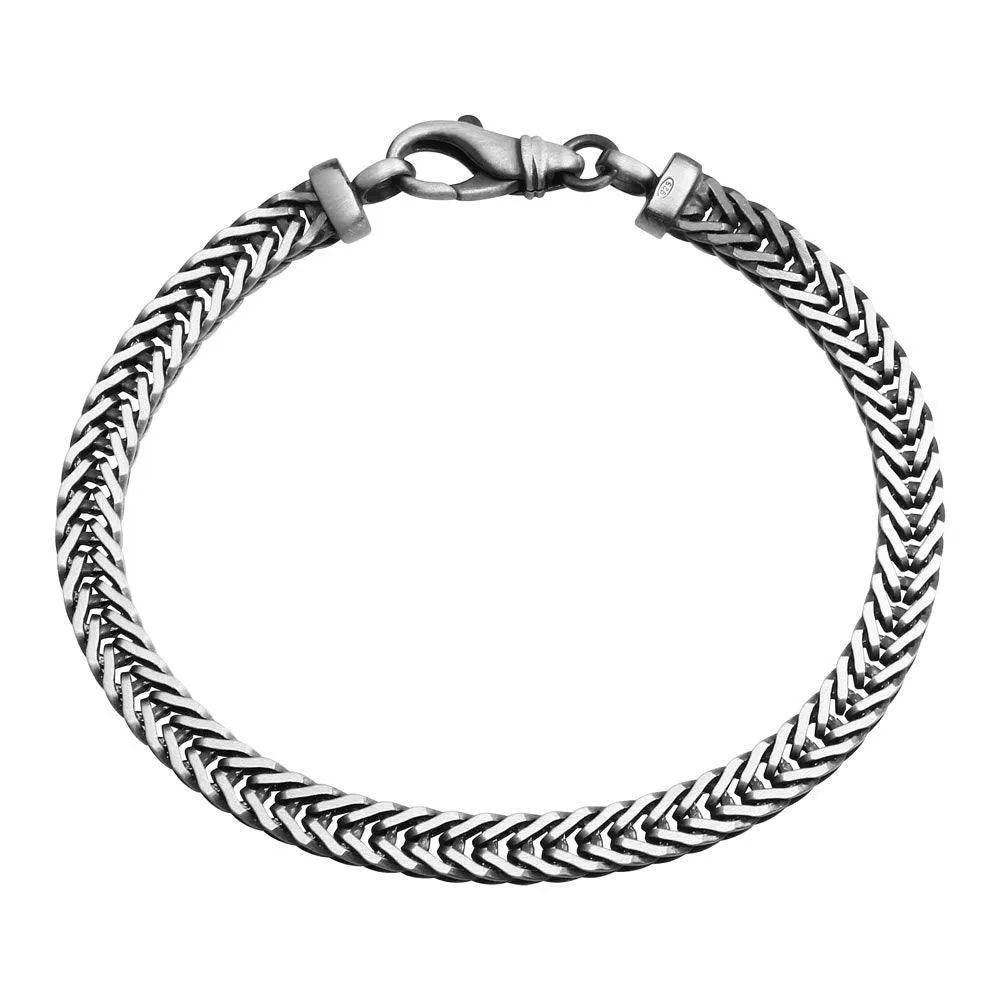 925 Sterling Silver Hand Made Gun Metal Finish Braided Bracelet 5.6mm - VGB4