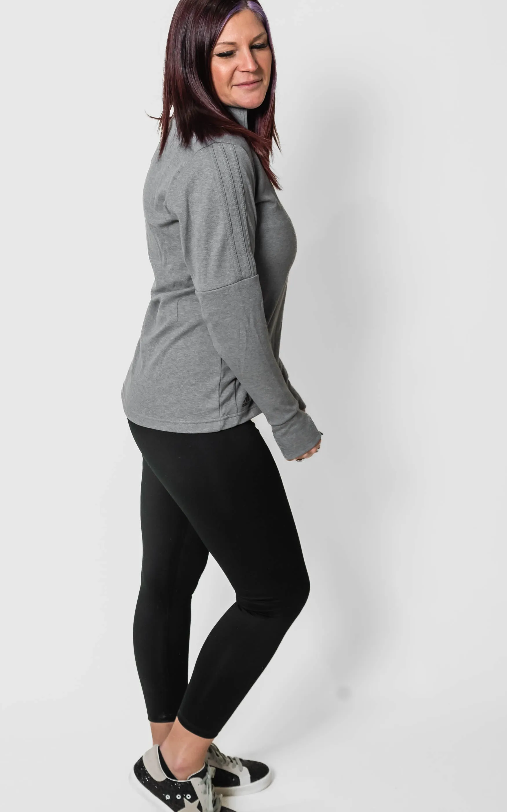 Adidas - Women's 3-Stripes Quarter-Zip Sweatshirt**- Final Sale