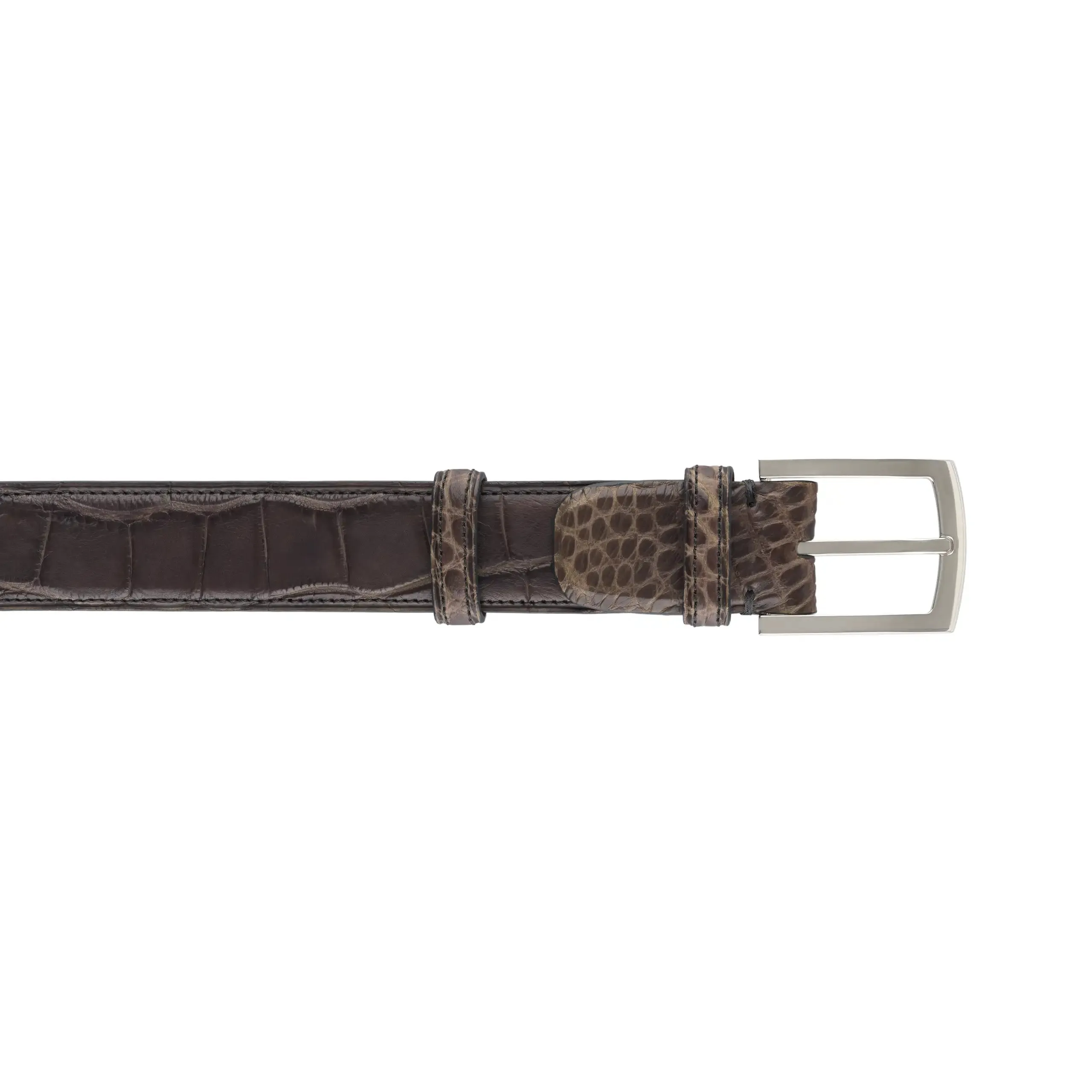 Alligator Leather Belt in Grey and Brown