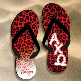 Alpha Chi Omega Cheetah Print Flip Flops - SBL100 - SUB