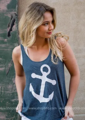 Anchor Tank Top - Navy**