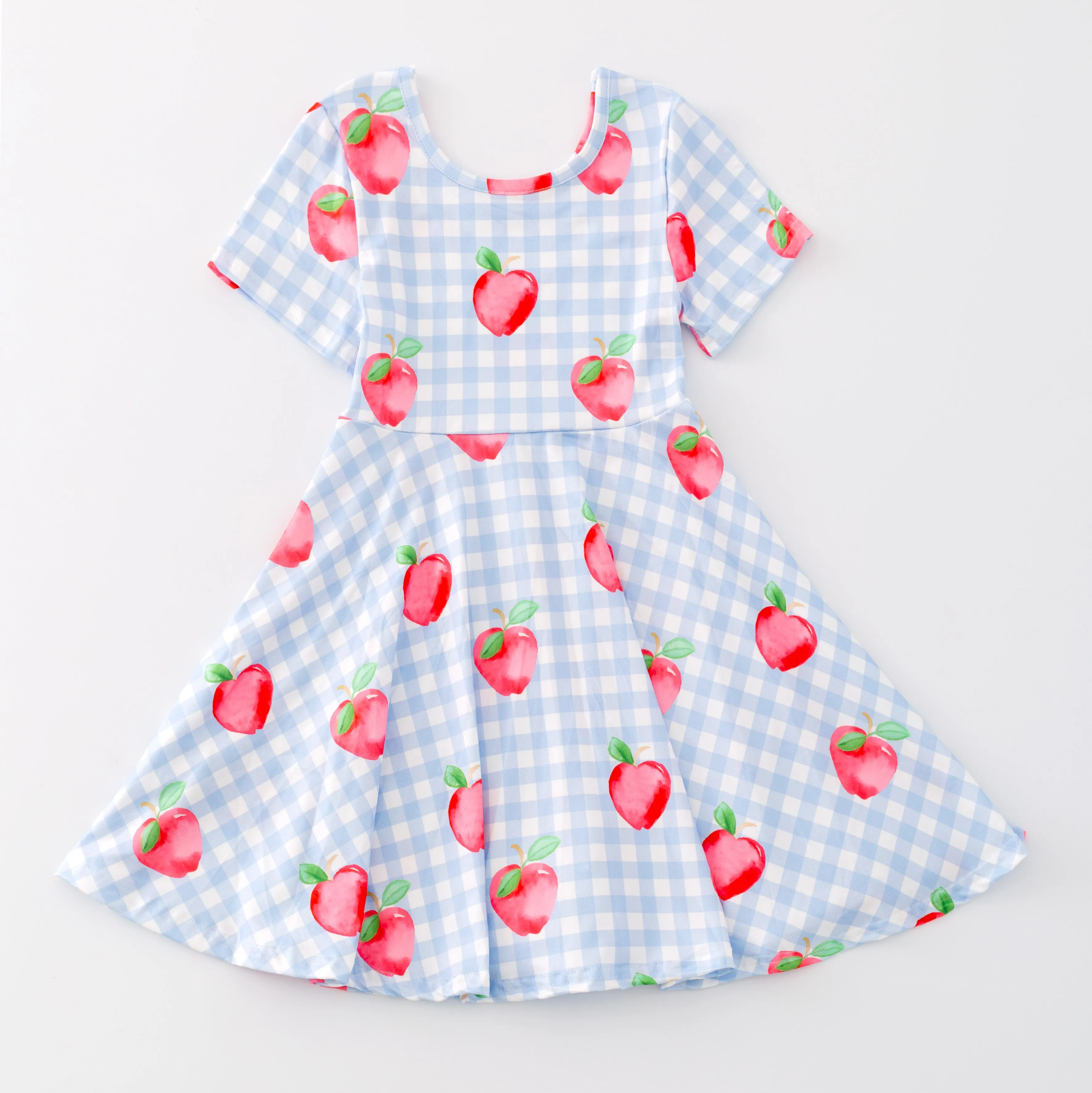 APPLE GINGHAM TWIRL DRESS