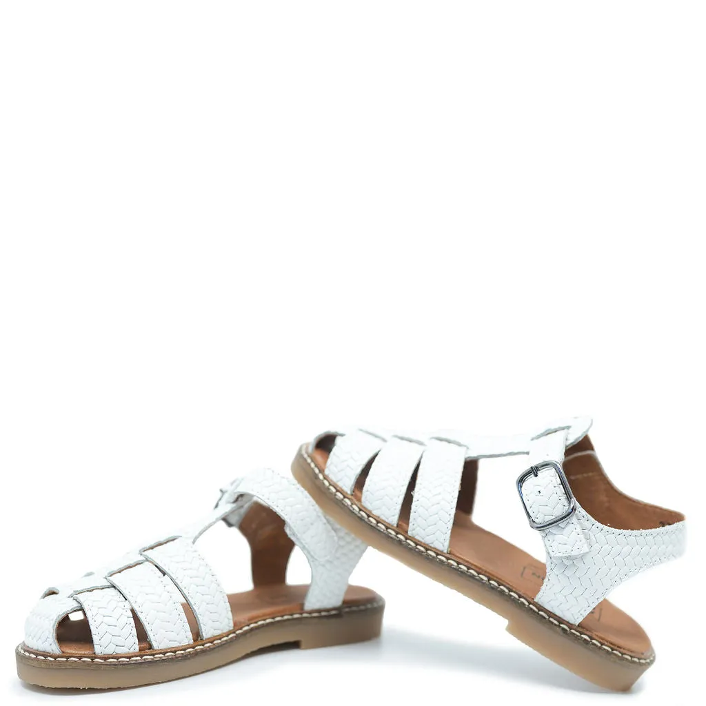 Atlanta Mocassin White Braided Gladiator Sandal