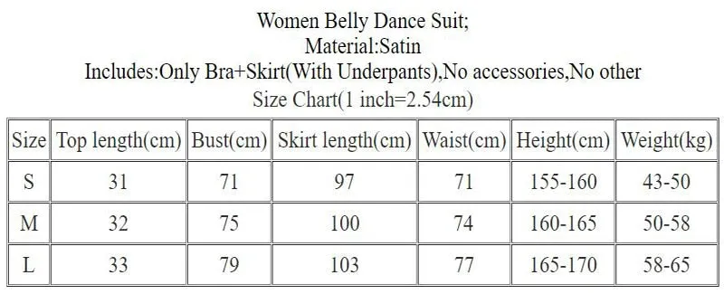 Belly Dance Suit Satin Bra Split Big Swing Skirt Performance Clothes Set Woman High-End Competition Clothing Oriental Dancewear