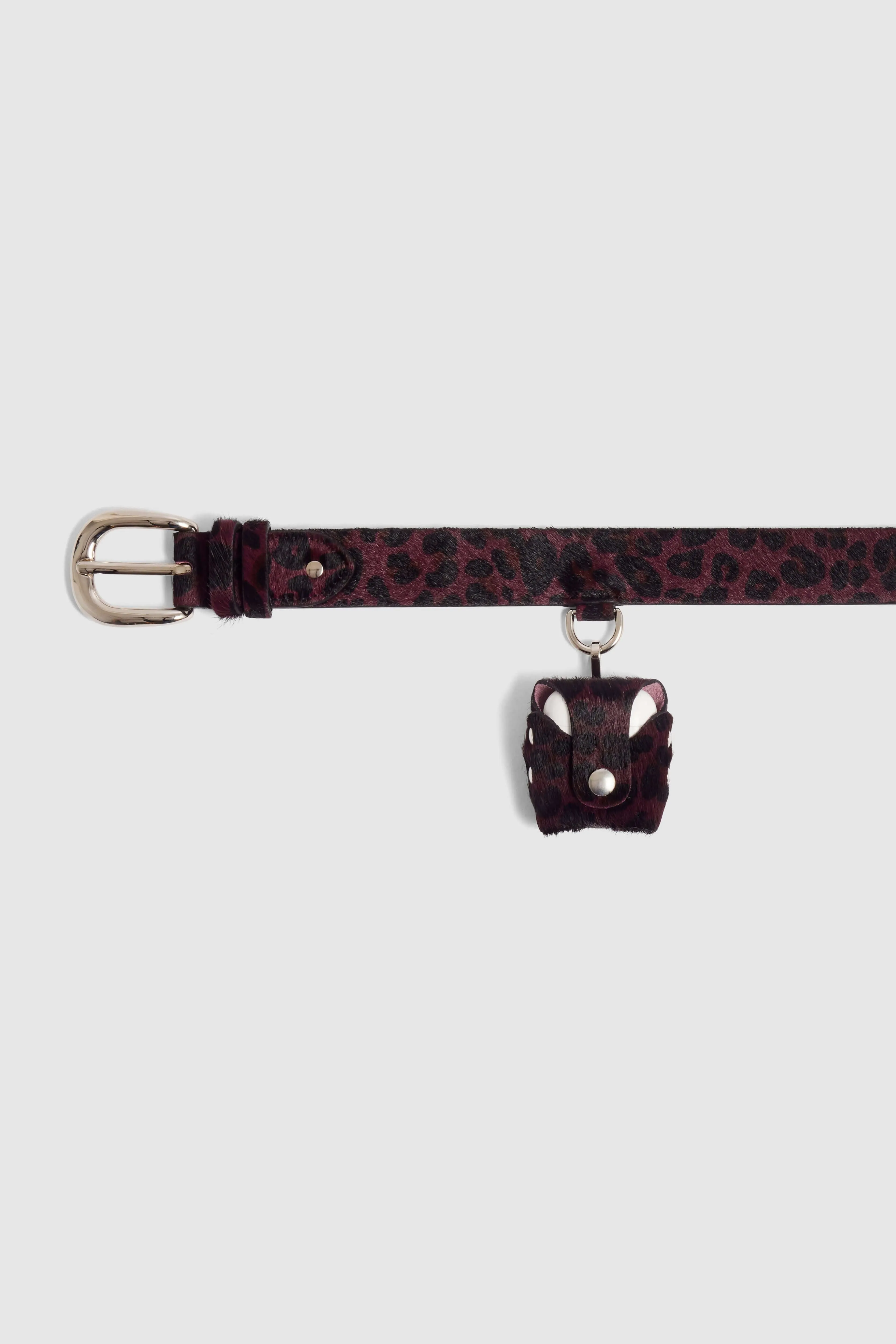 Belt in burgundy Leopard leather