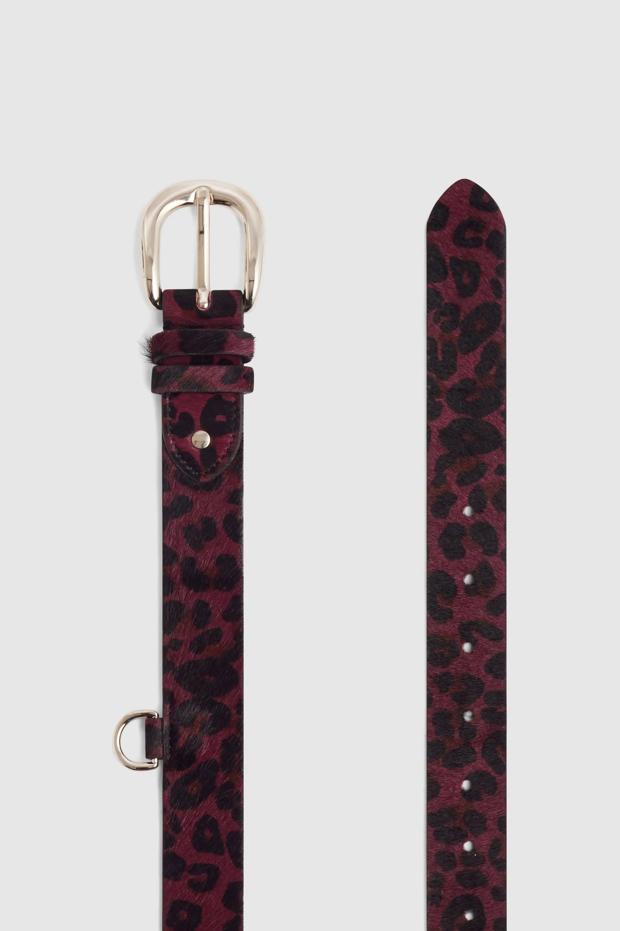 Belt in burgundy Leopard leather