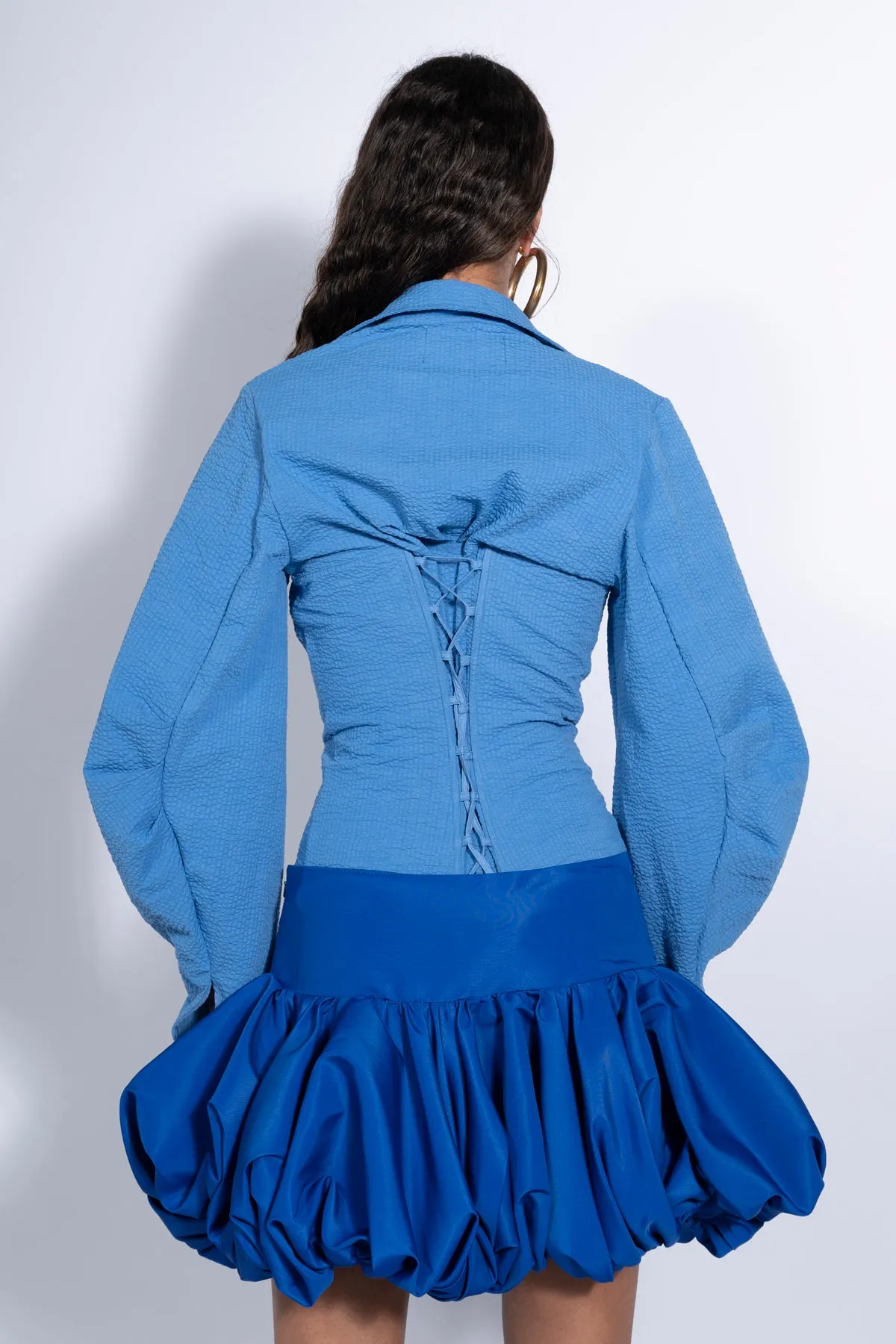 BLUE CORSET FITTED SHIRT