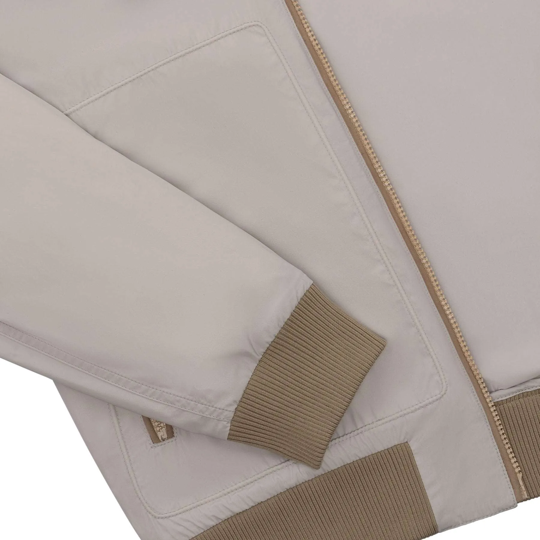 Bomber Jacket with Leather Details in Light Beige