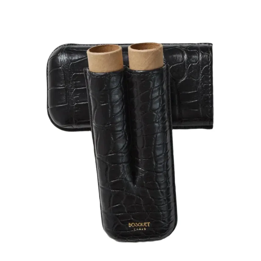 Bosquet Crocodile Cigar Case, Black