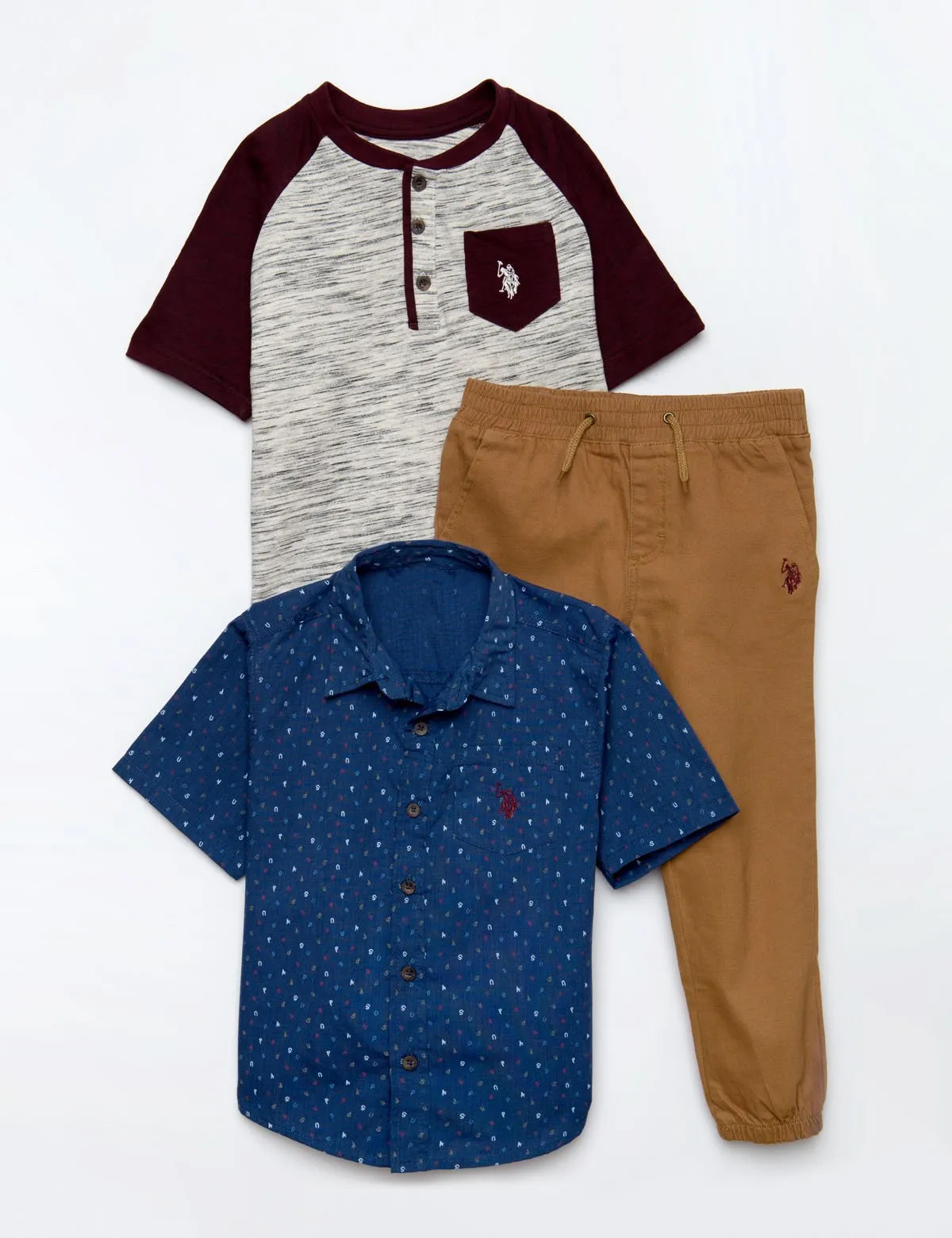 BOYS 3 PIECE SET - SHIRT, TEE & JOGGERS