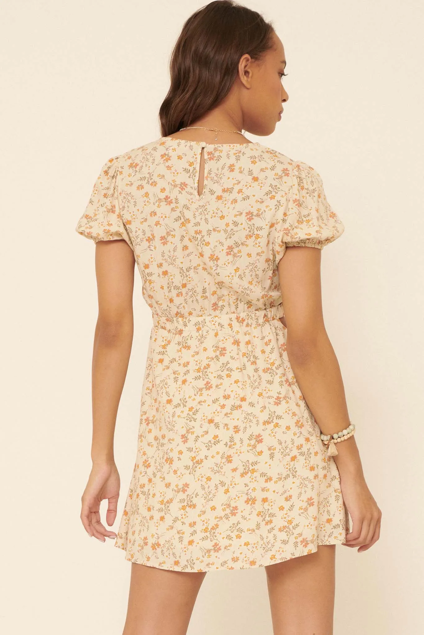 Burst Into Bloom Floral Cutout Mini Dress