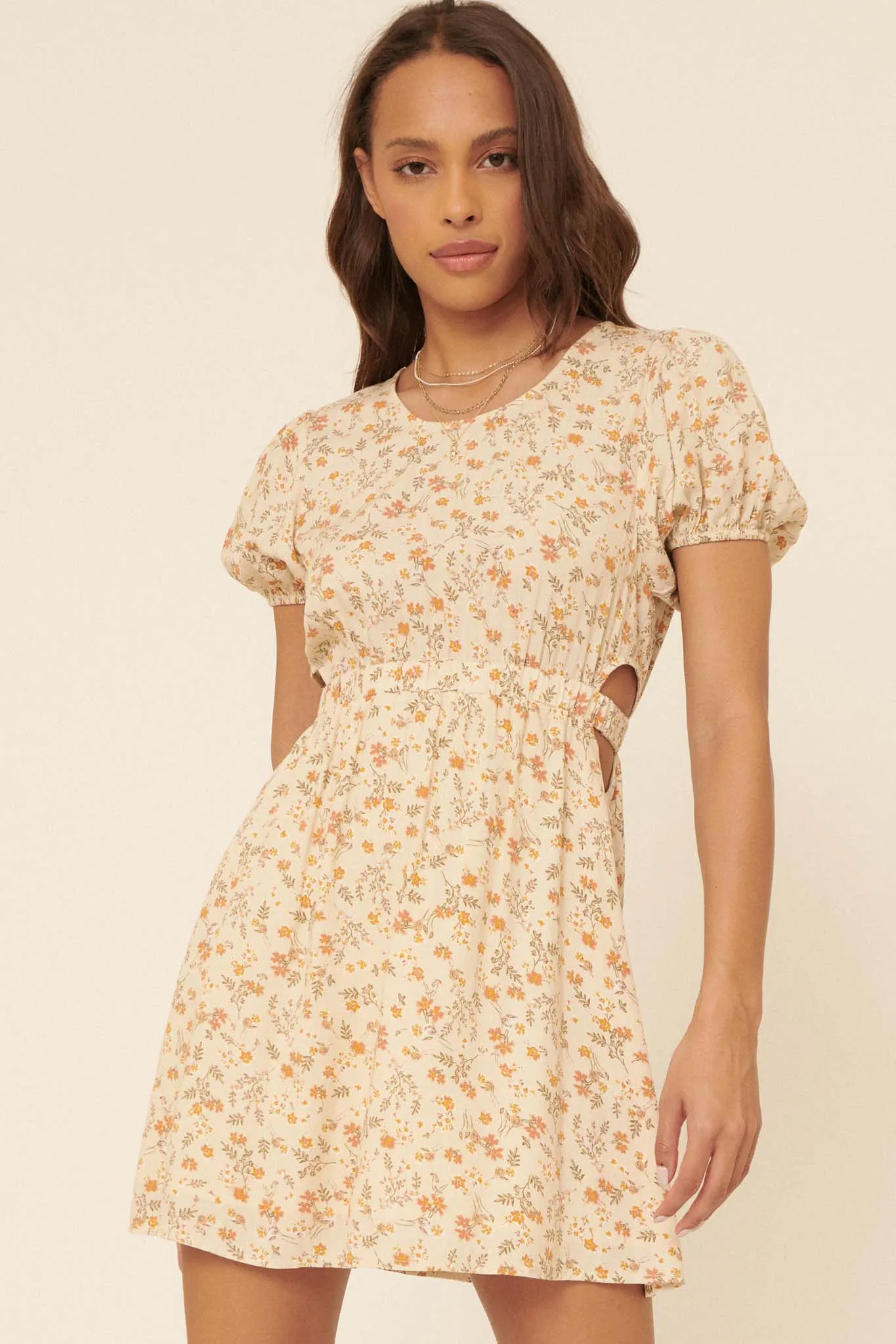 Burst Into Bloom Floral Cutout Mini Dress