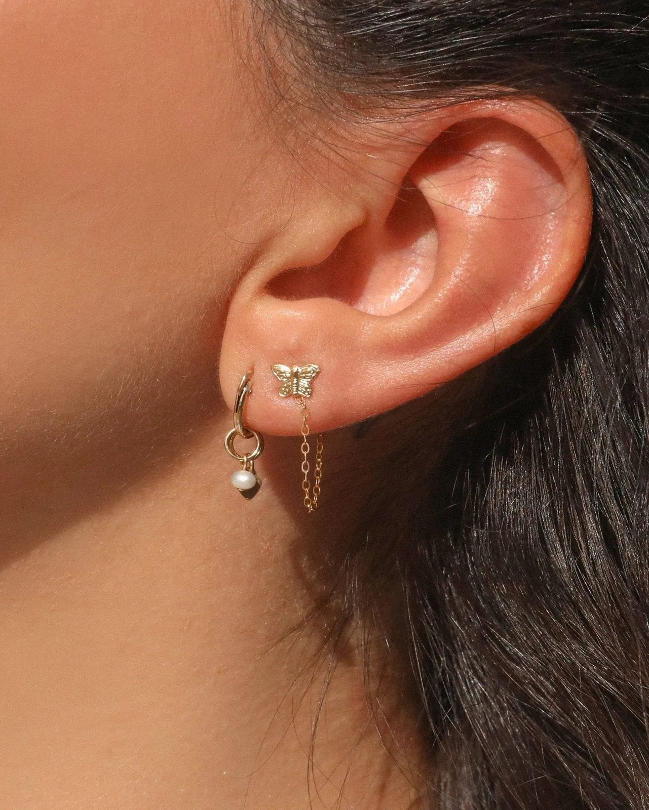 Butterfly Chain Stud Earrings