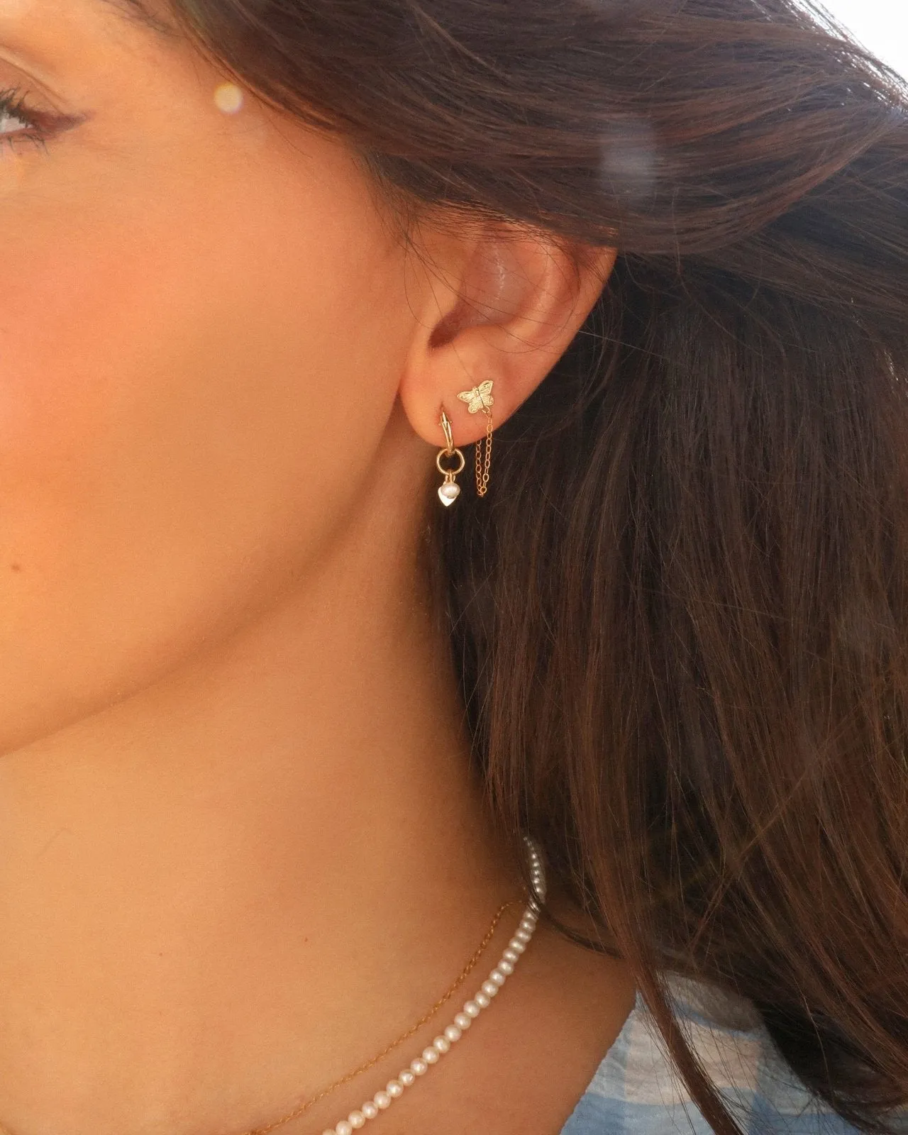 Butterfly Chain Stud Earrings