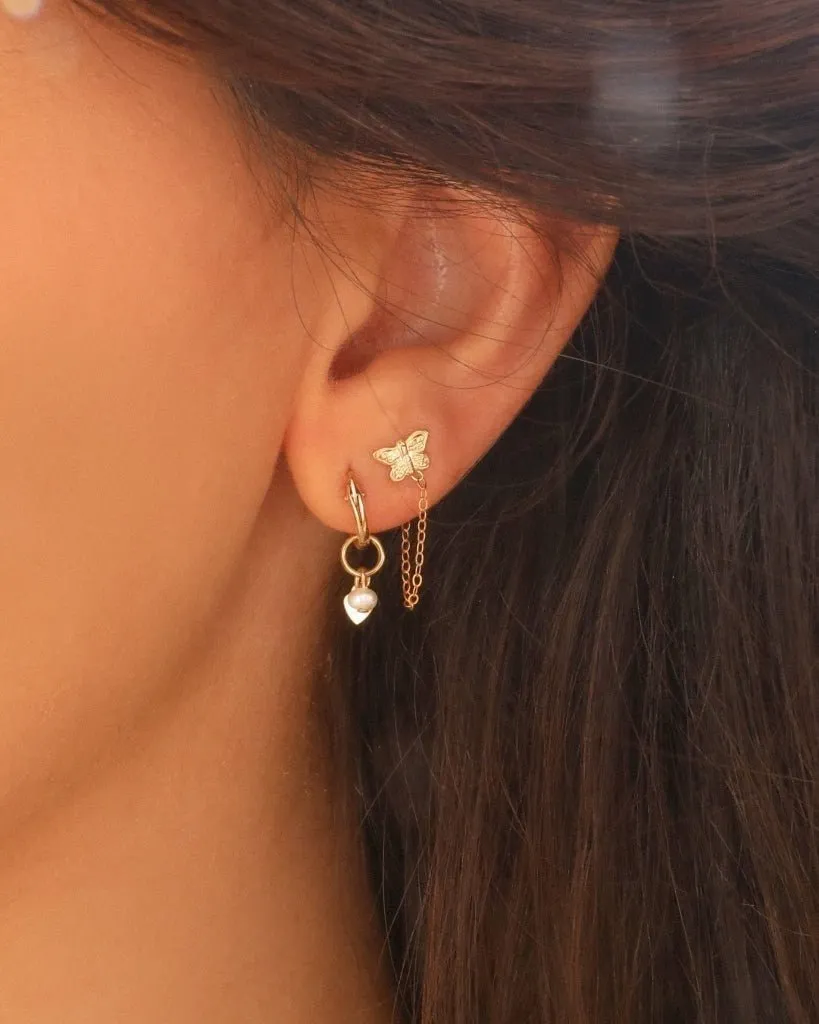 Butterfly Chain Stud Earrings