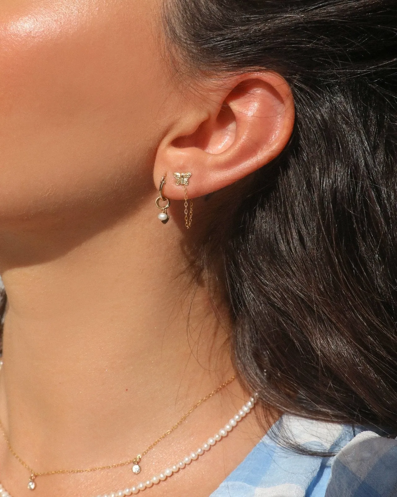 Butterfly Chain Stud Earrings