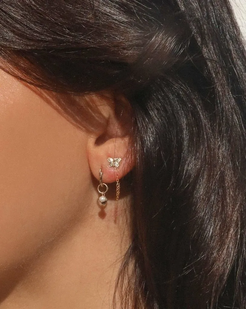 Butterfly Chain Stud Earrings