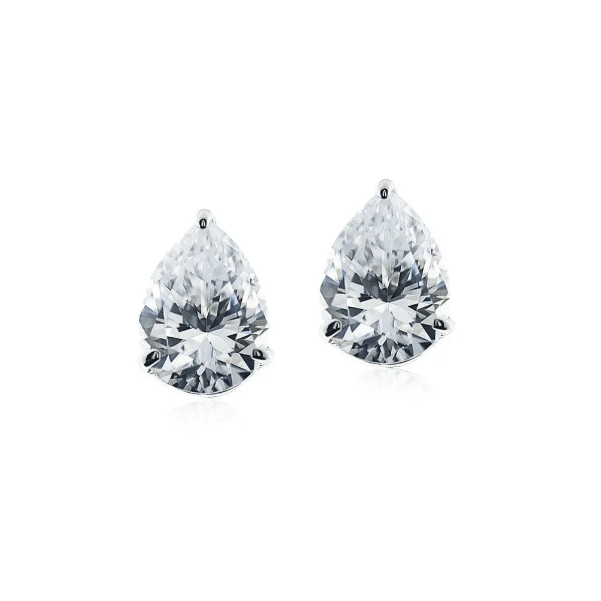 CARAT* London Cecile Pear Stud Earrings 9k White Gold