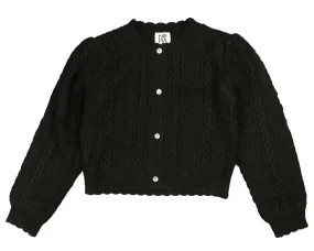 cardigan cropped cables knit - black