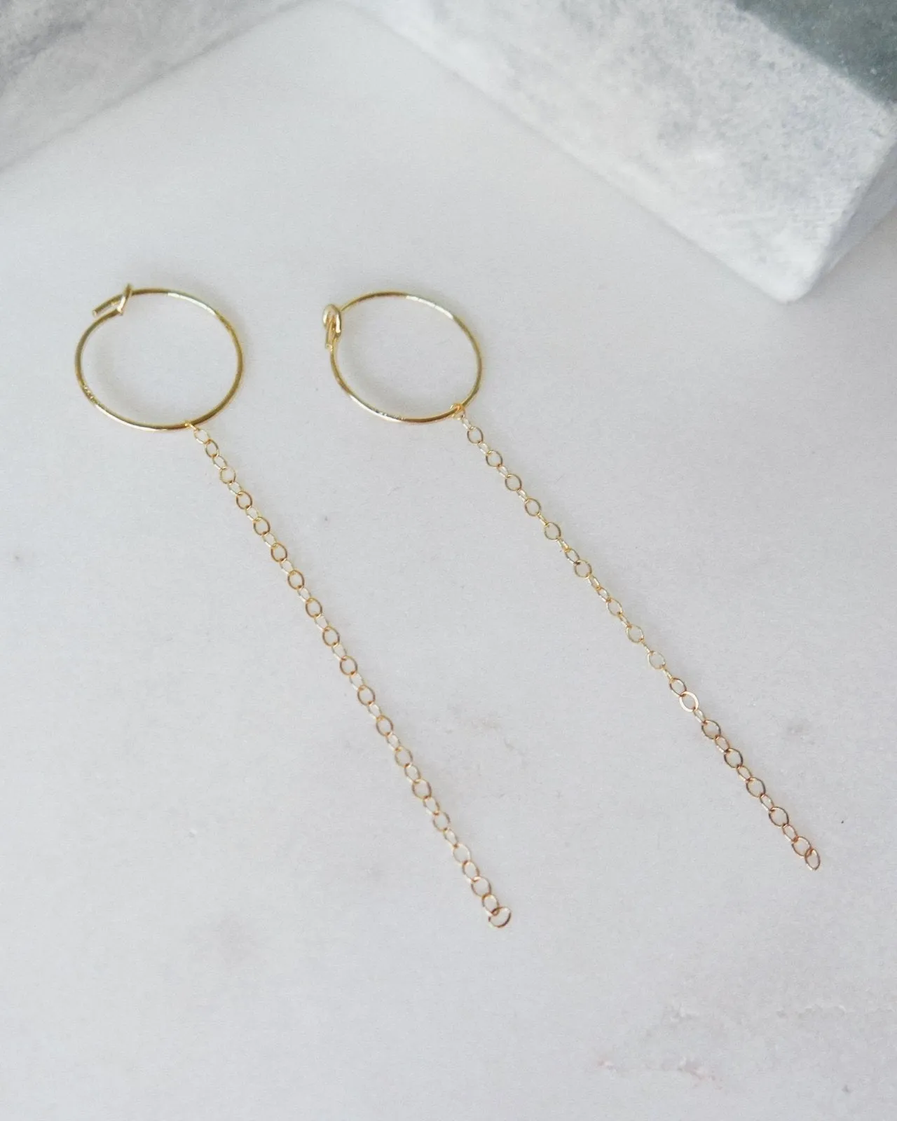 Chain Drop Hoop Earrings