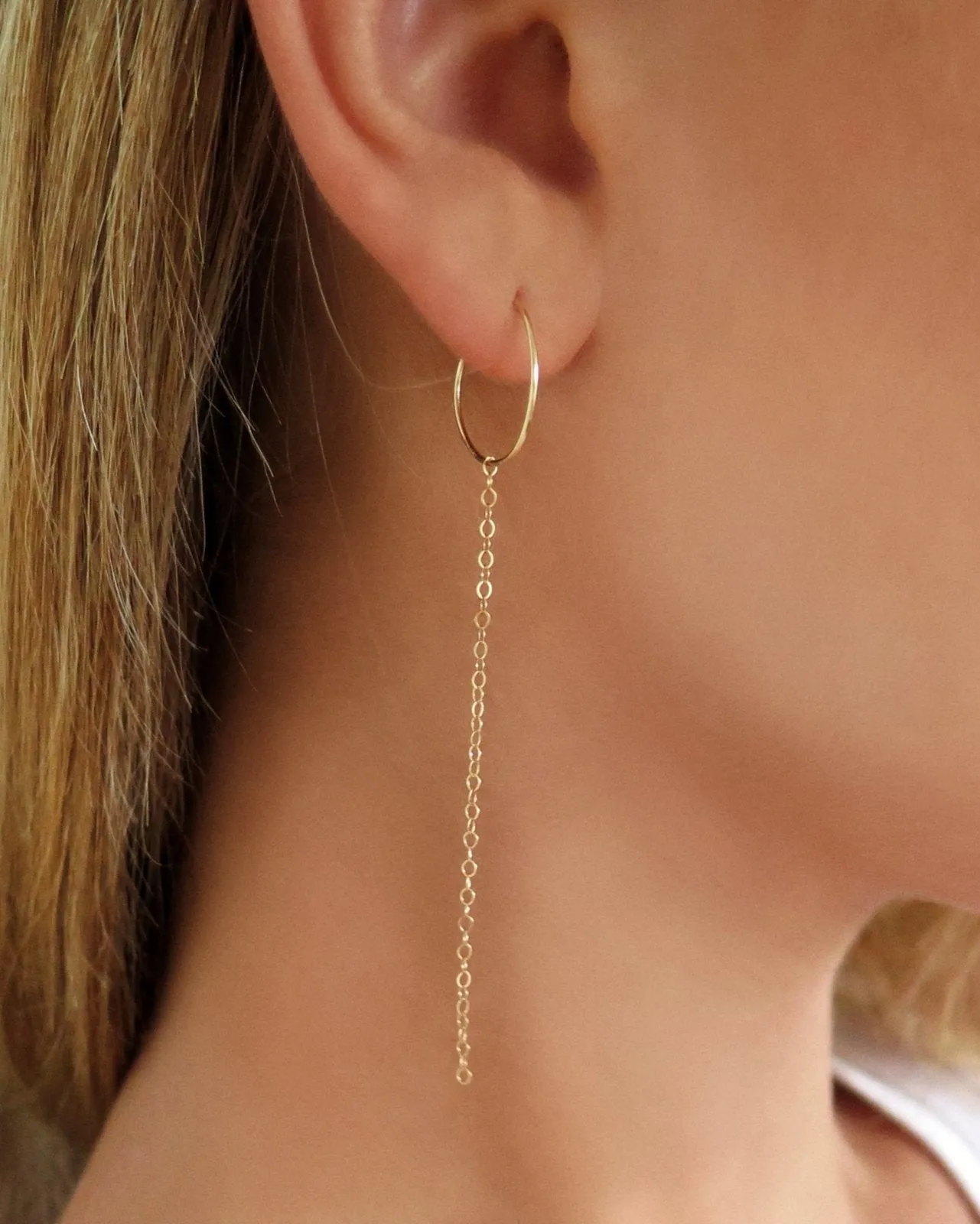 Chain Drop Hoop Earrings