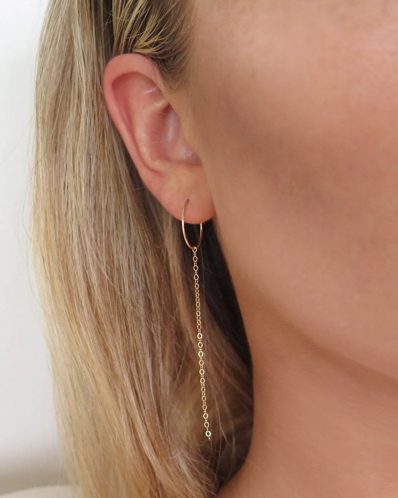 Chain Drop Hoop Earrings