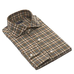 Checked Cotton Shirt in Brown