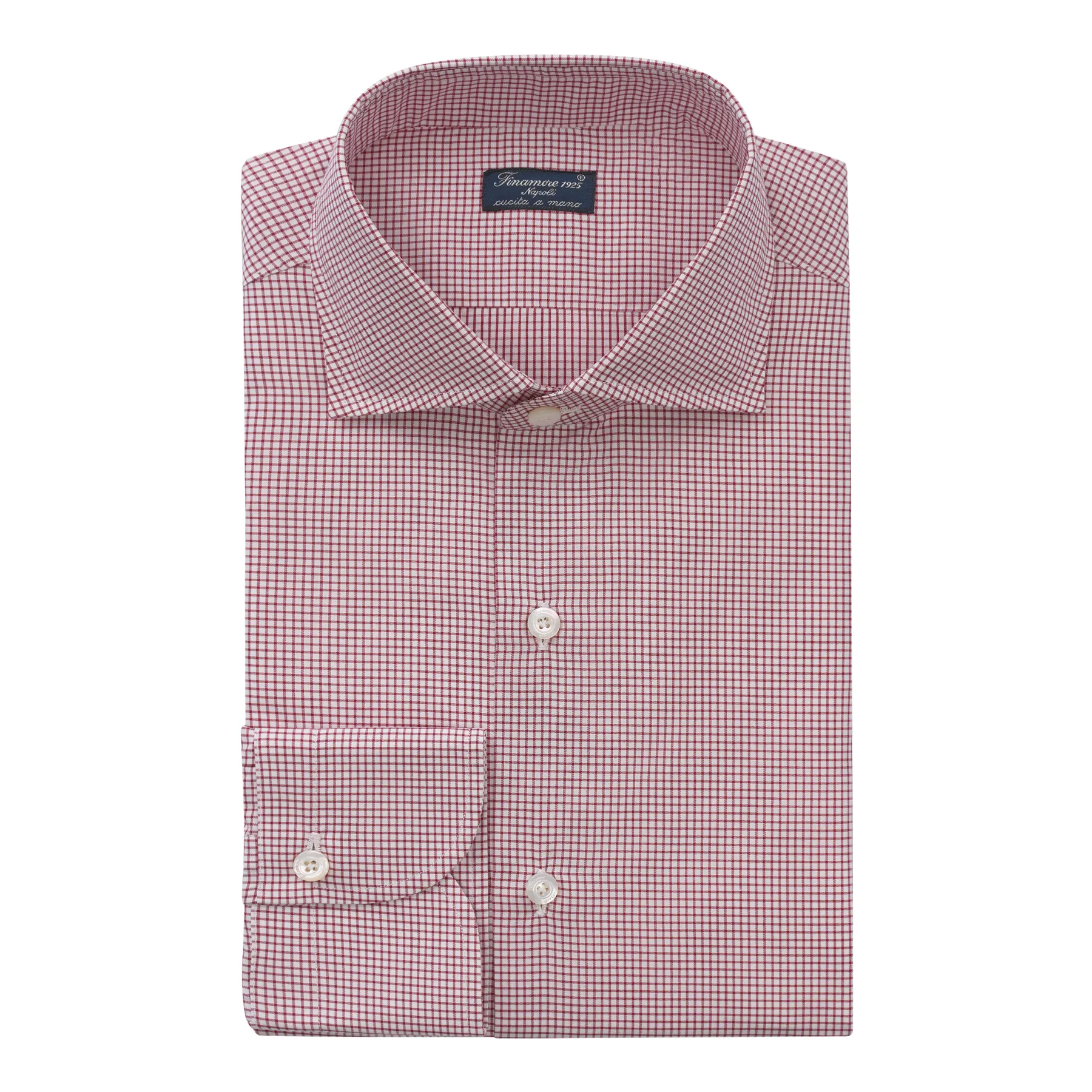 Checked Cotton Shirt in Wine Red