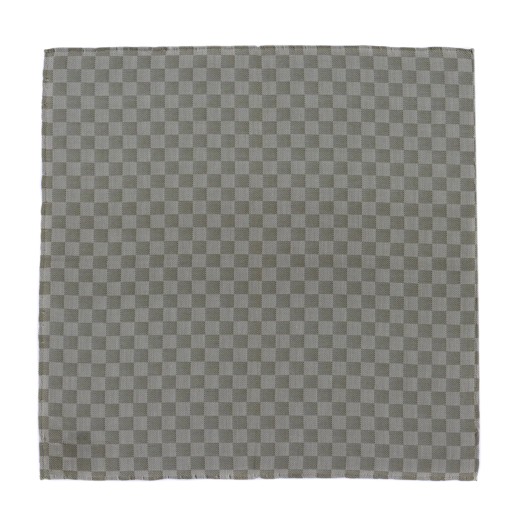 Checked Silk and Cotton-Blend Pocket Square in Olive Green