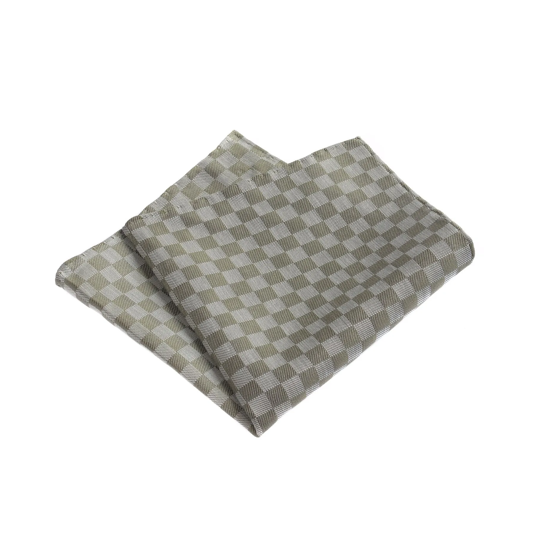 Checked Silk and Cotton-Blend Pocket Square in Olive Green