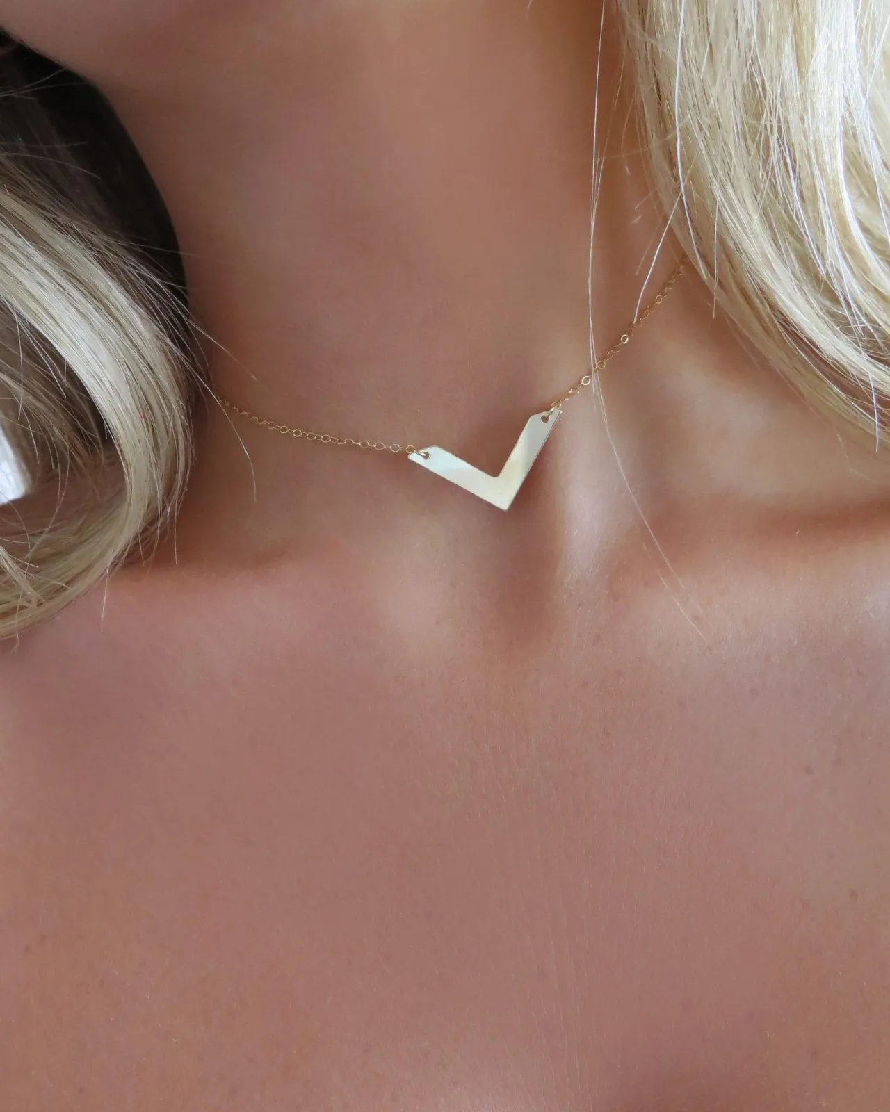 Chevron Necklace  - 14k Yellow Gold Fill