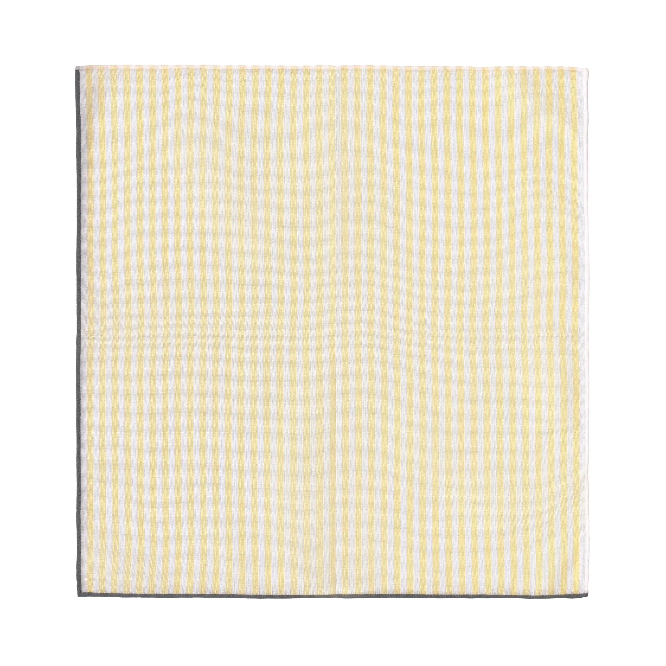 Cotton Pocket Square in Yellow and White