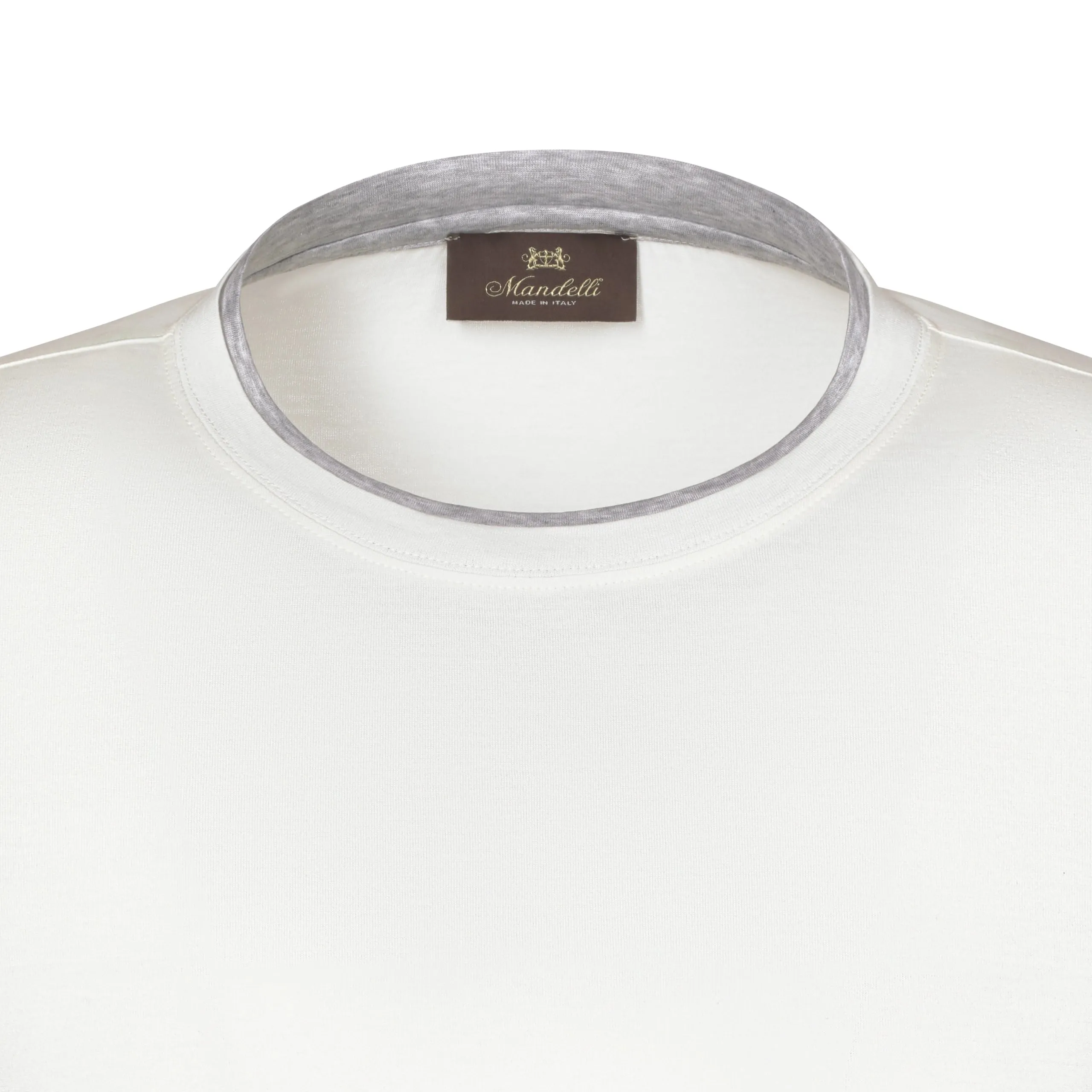 Cotton T-Shirt in Off White with a Grey Stripe