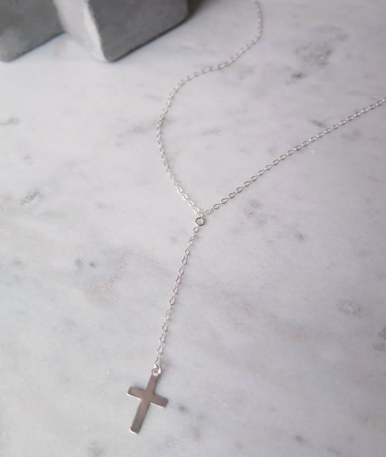 Cross Drop Necklace  - Sterling Silver