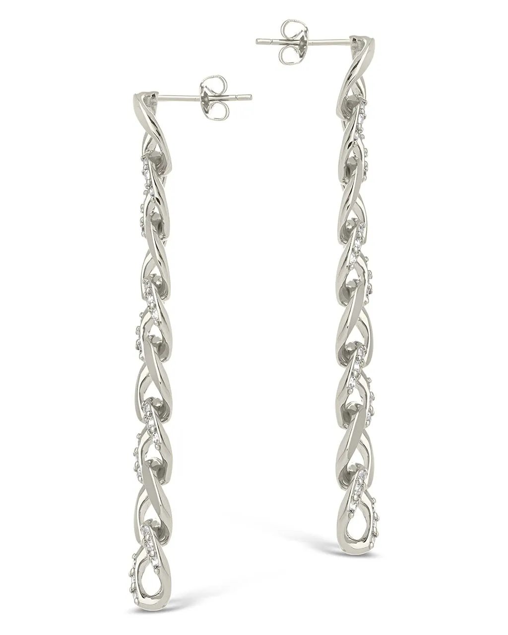 CZ Cuban Chain Link Drop Earrings