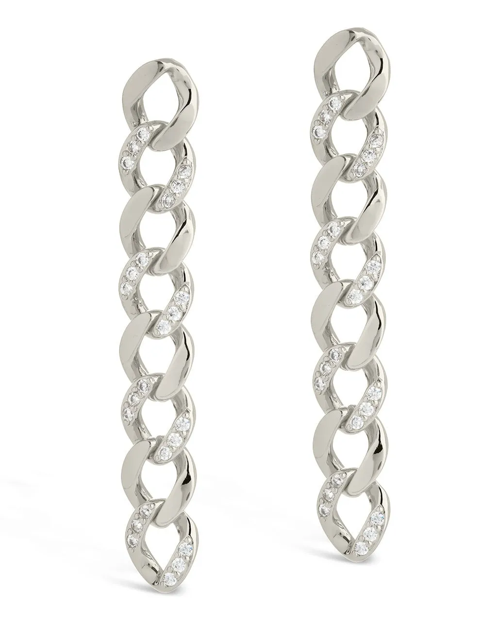 CZ Cuban Chain Link Drop Earrings