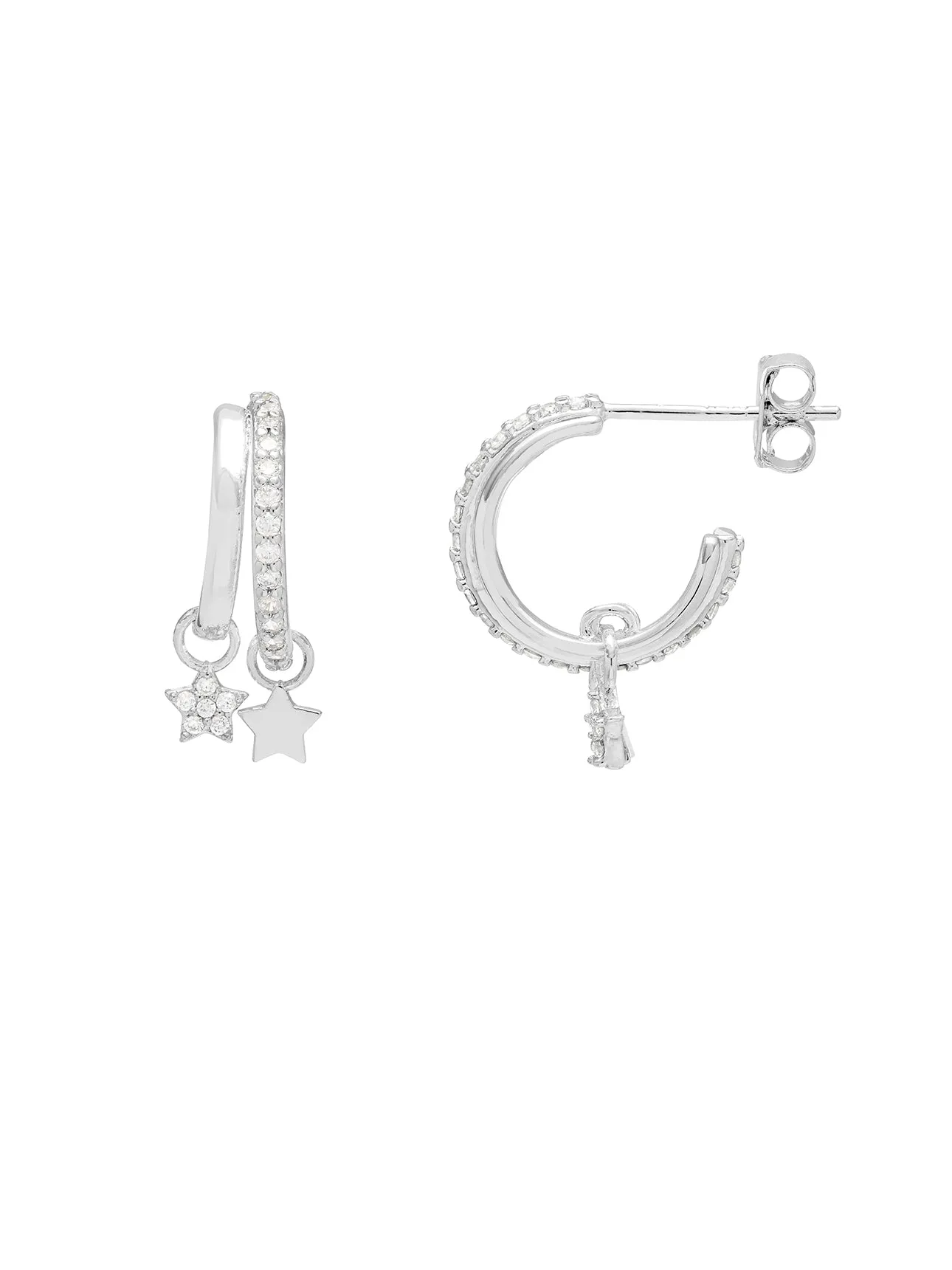 Duo Pave Star Hoops