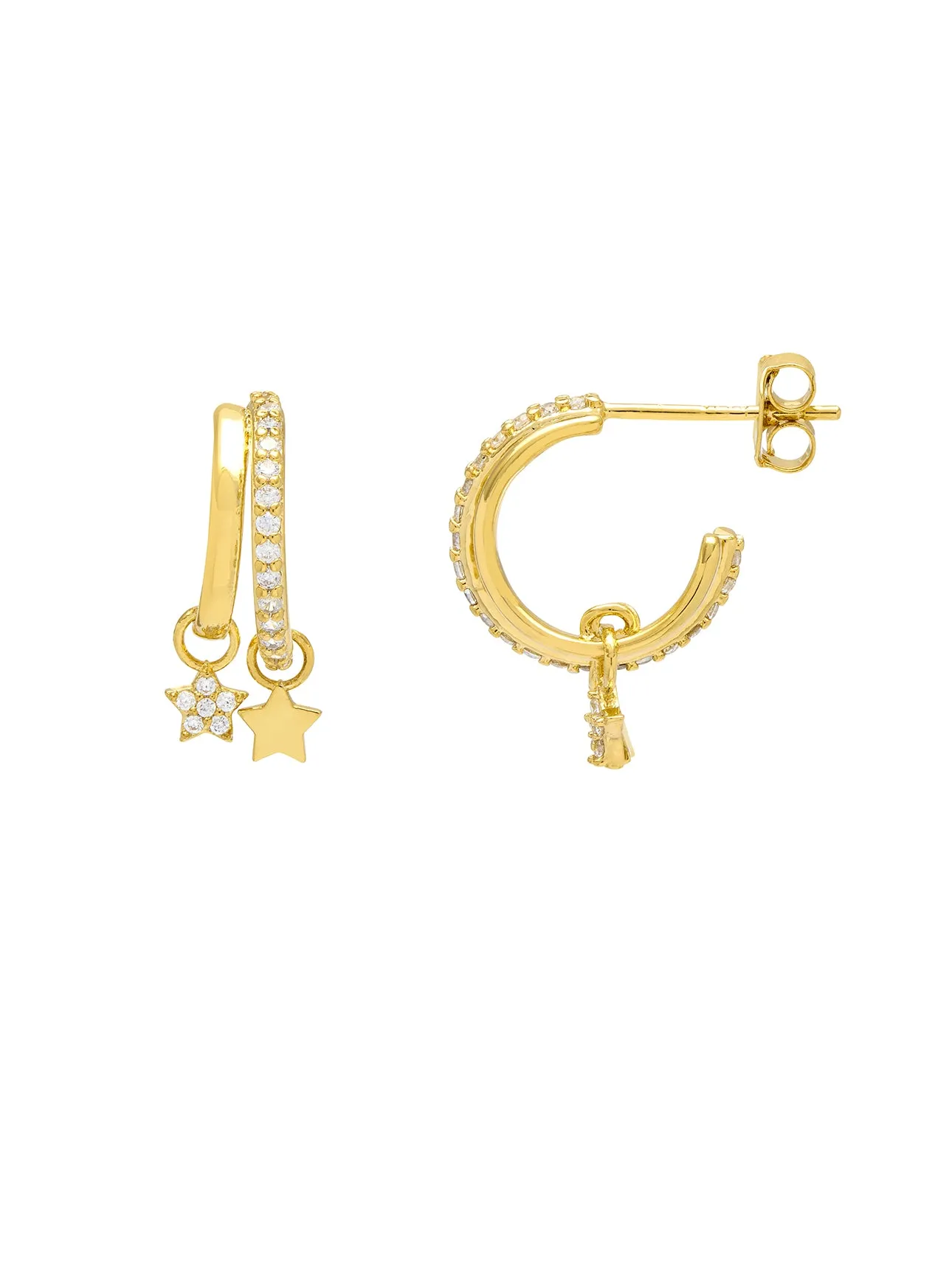 Duo Pave Star Hoops