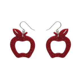 Eaten Apple Glitter Resin Drop Earrings - Red