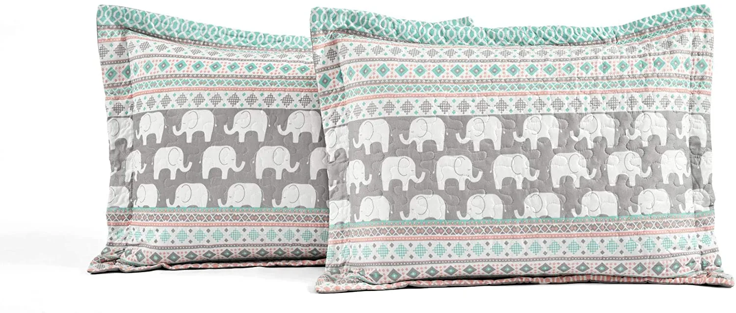 Elephant Stripe 6 Piece Day Bed Bedding Set Includes Bed Skirt Pillow Shams Cases 75" X 39"