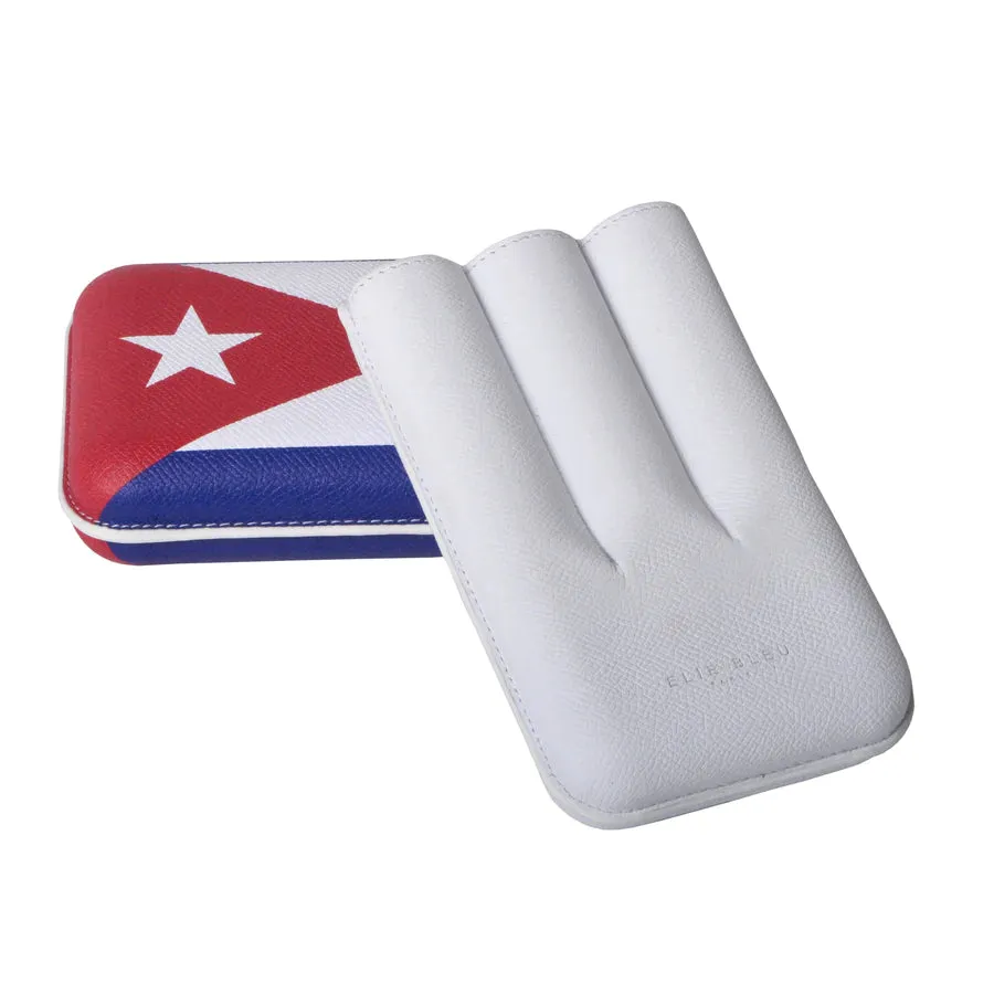 Elie Bleu "Cuban Flag" 3 Cigar Case