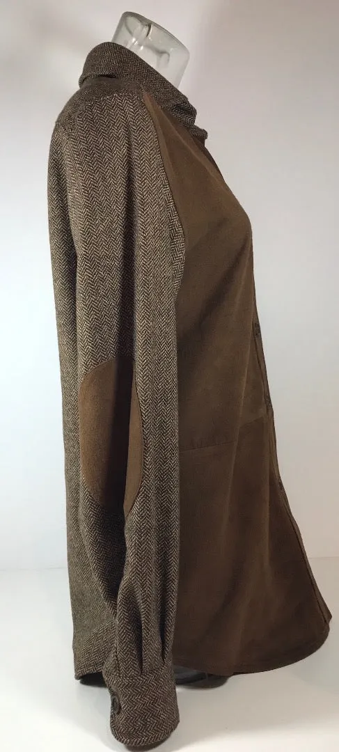 FACONNABLE Brown Suede Tweed Oversized Long Sleeve Size XS