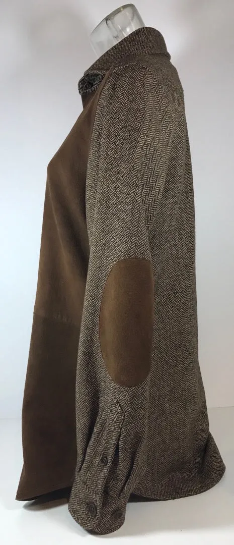 FACONNABLE Brown Suede Tweed Oversized Long Sleeve Size XS