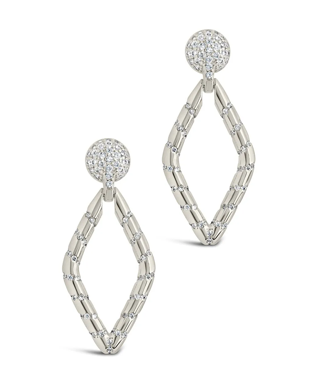 Geoetric CZ Diamond Drop Stud Earrings