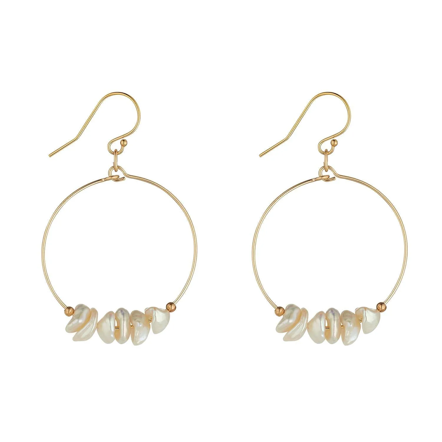 Gold Filled Mini Saucer Pearl Small Hoop Earrings